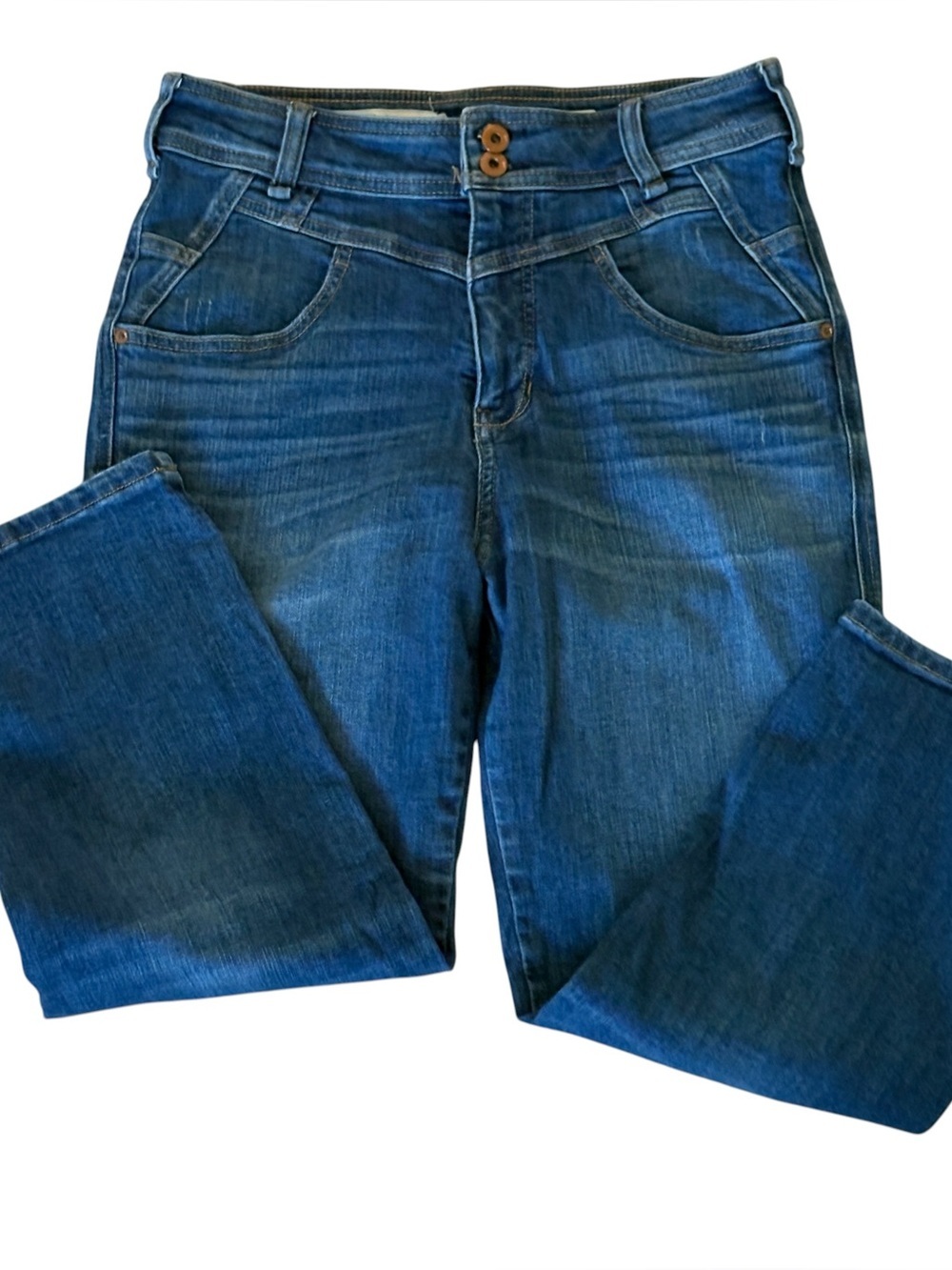 Pilcro Anthropologie Jeans High-Rise Size 29 Petite Straight Leg Distressed